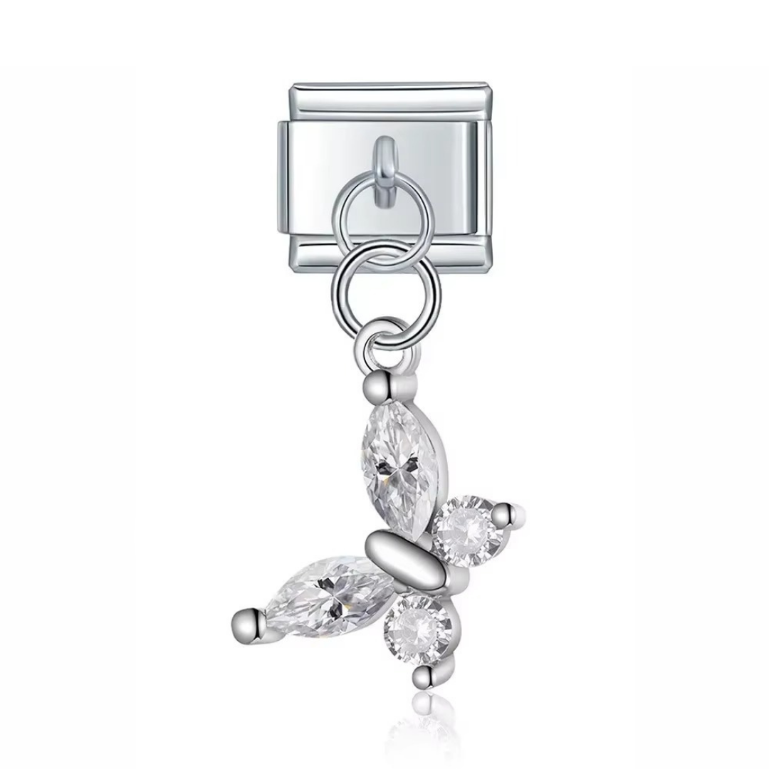 Silver Butterfly Dangle Charm - Jewellux