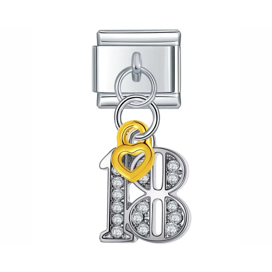 Golden 18 Sparkle Dangle Charm