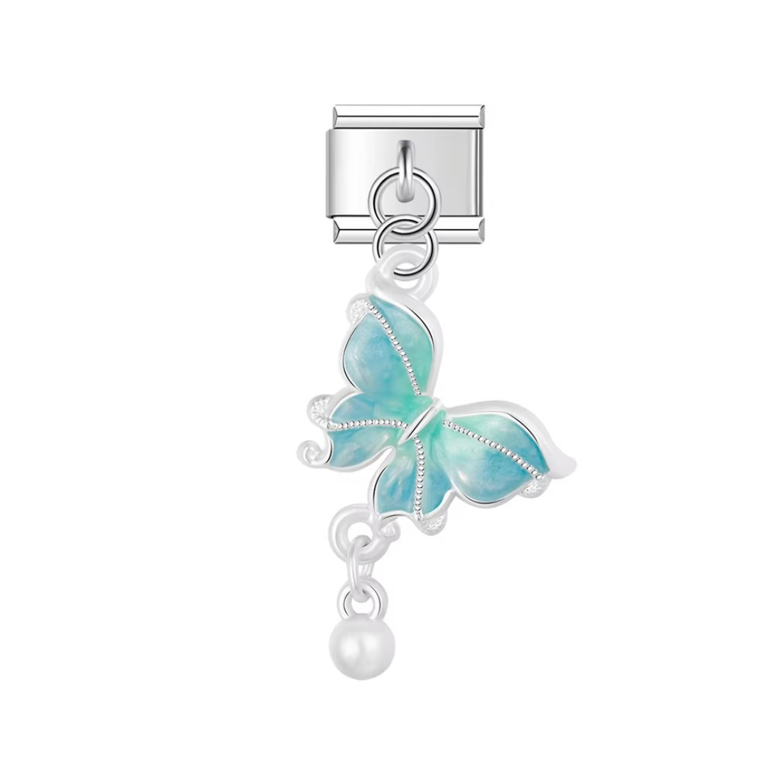 Aqua Wings Butterfly Dangle Charm