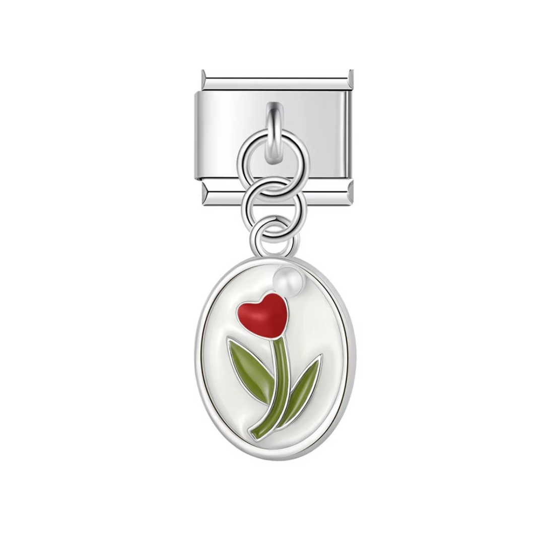 Crimson Bloom Dangle Charm