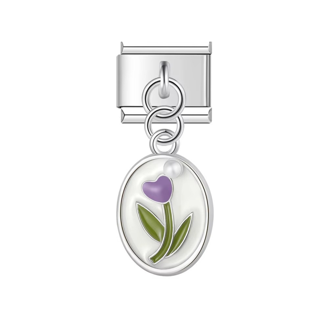 Purple Petal Bloom Dangle Charm