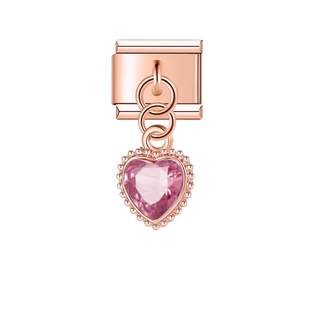 Rosy Heart Dangle Charm