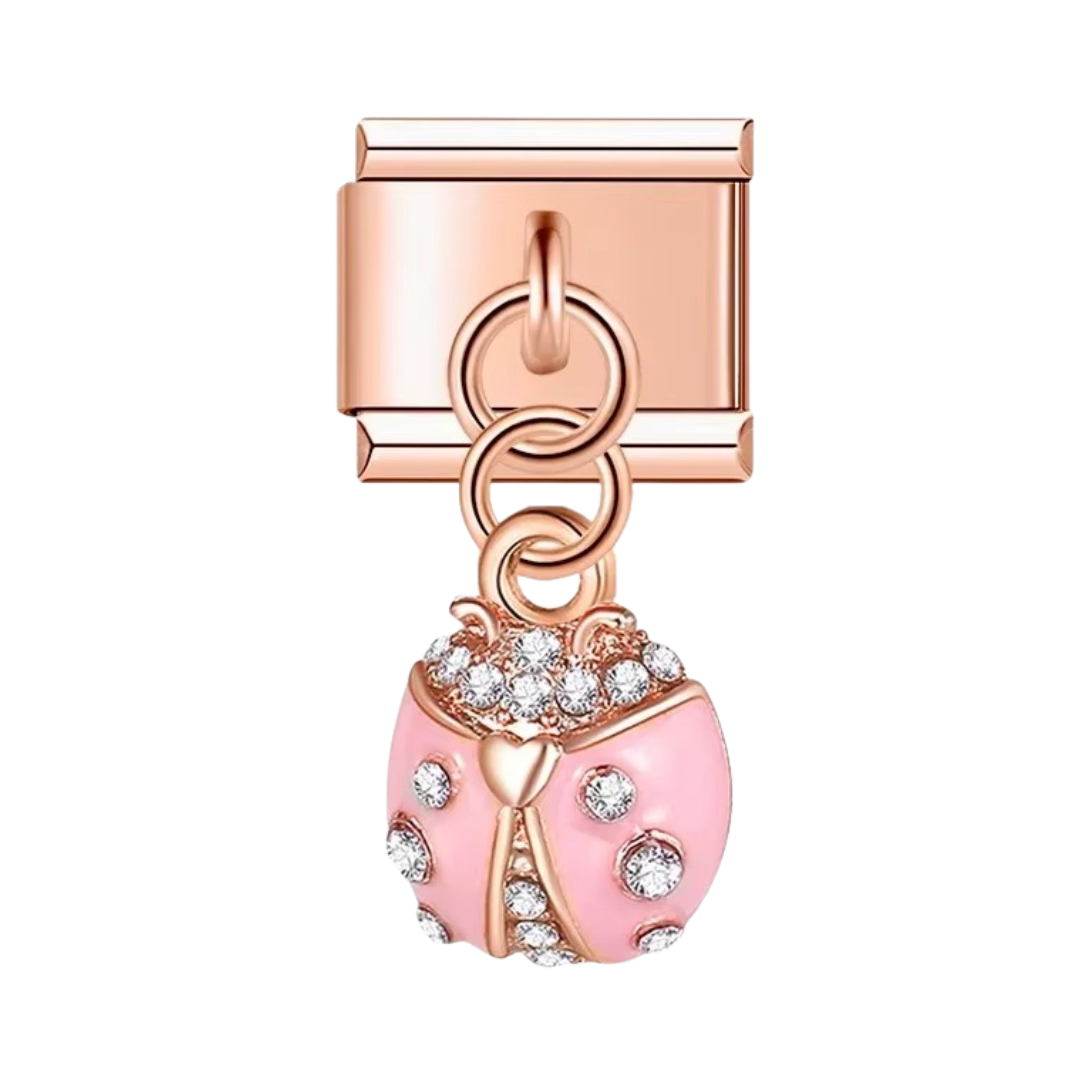 Rose Gold Ladybug Dangle Charm - Jewellux