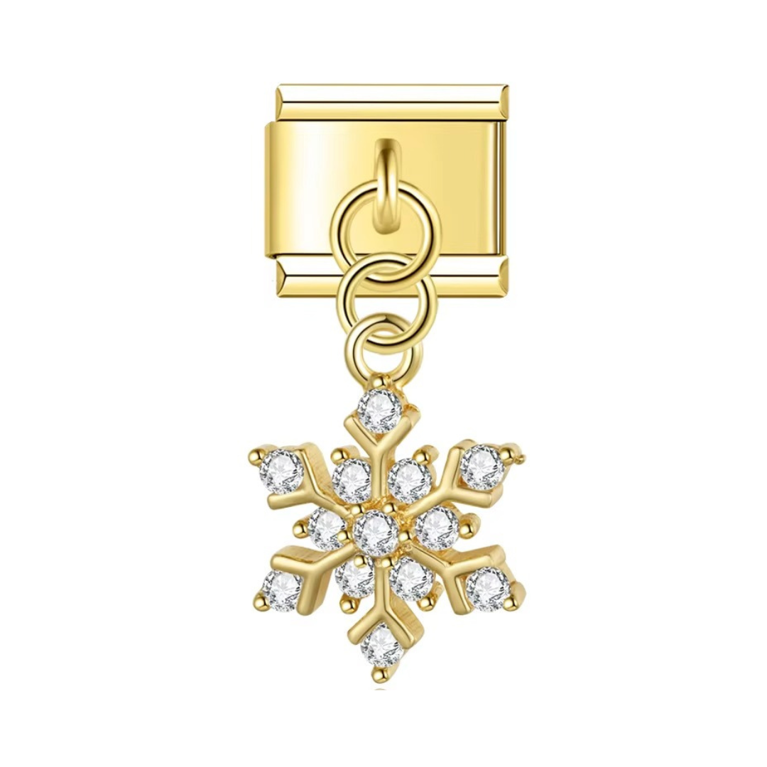 Gold Snowflake Dangle Charm - Jewellux