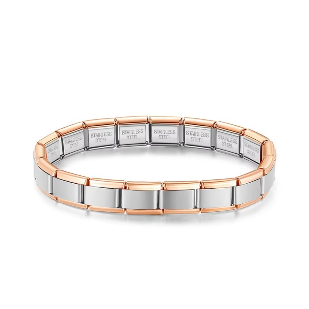 2-Tone Elegance Silver & Rose Gold Italian Bracelet - Jewellux