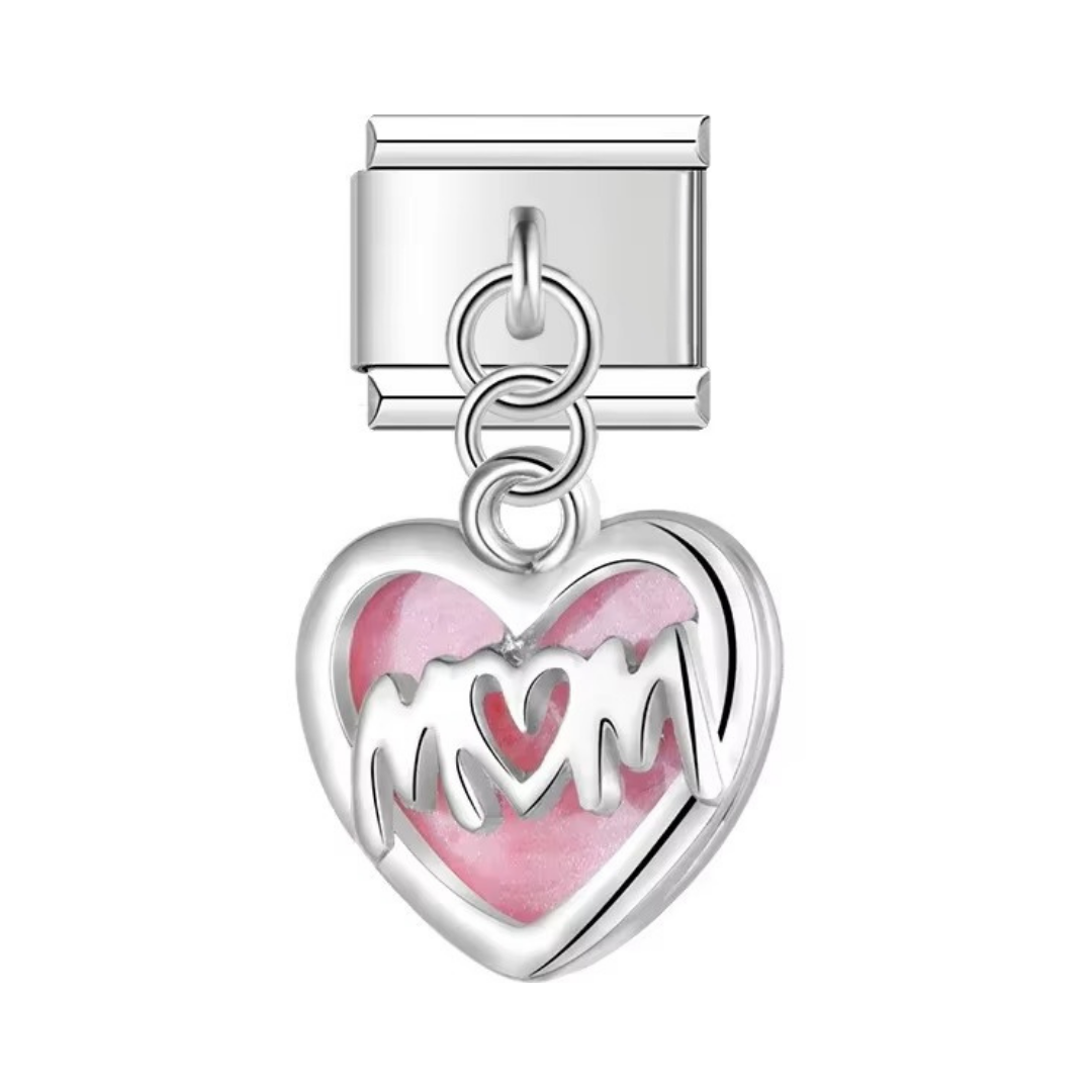 Mom Heart Dangle Charm - Jewellux