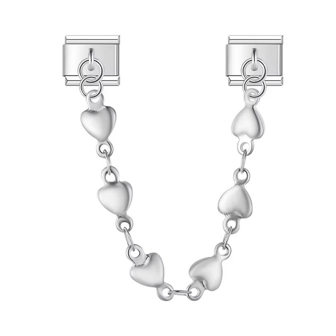 Silver Heart Safety Chain Charm - Jewellux