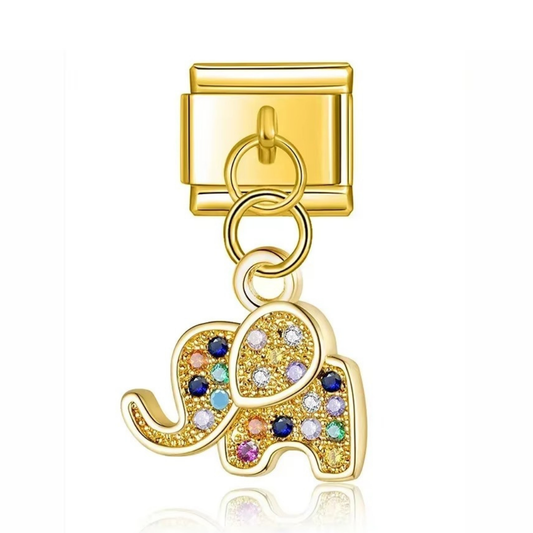 Golden Elephant Dangle Charm - Jewellux