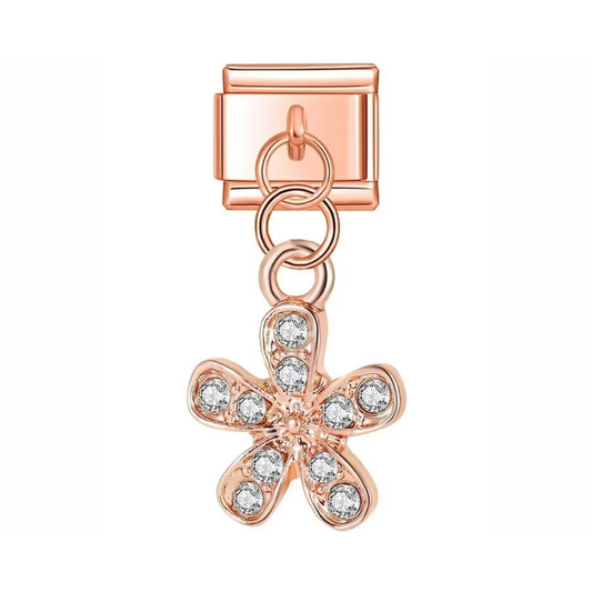 Rose Gold Sparkling Starburst Dangle Charm - Jewellux
