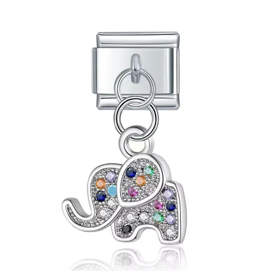 Silver Elephant Dangle Charm - Jewellux
