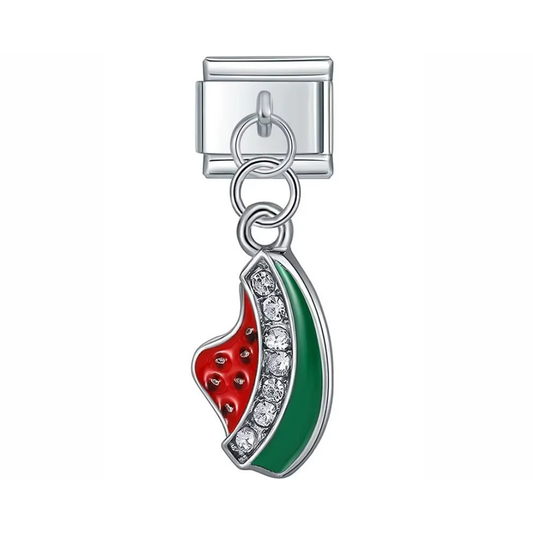 Silver Watermelon Slice Dangle Charm - Jewellux
