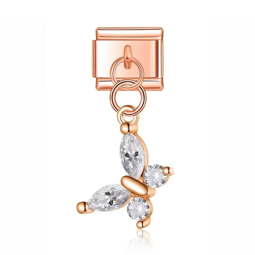 Rose Gold Butterfly Dangle Charm - Jewellux