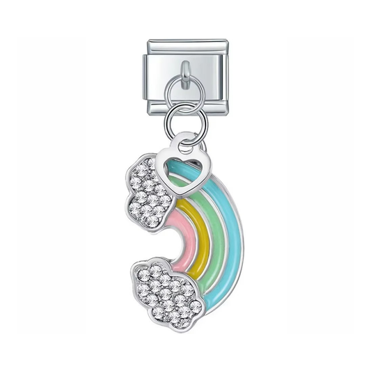 Silver Rainbow Heart Dangle Charm - Jewellux
