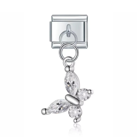 Silver Butterfly Dangle Charm - Jewellux