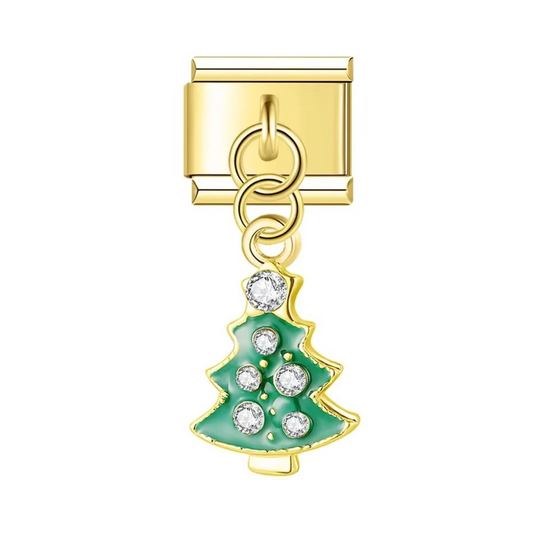 Golden Sparkle Christmas Tree Dangle Charm