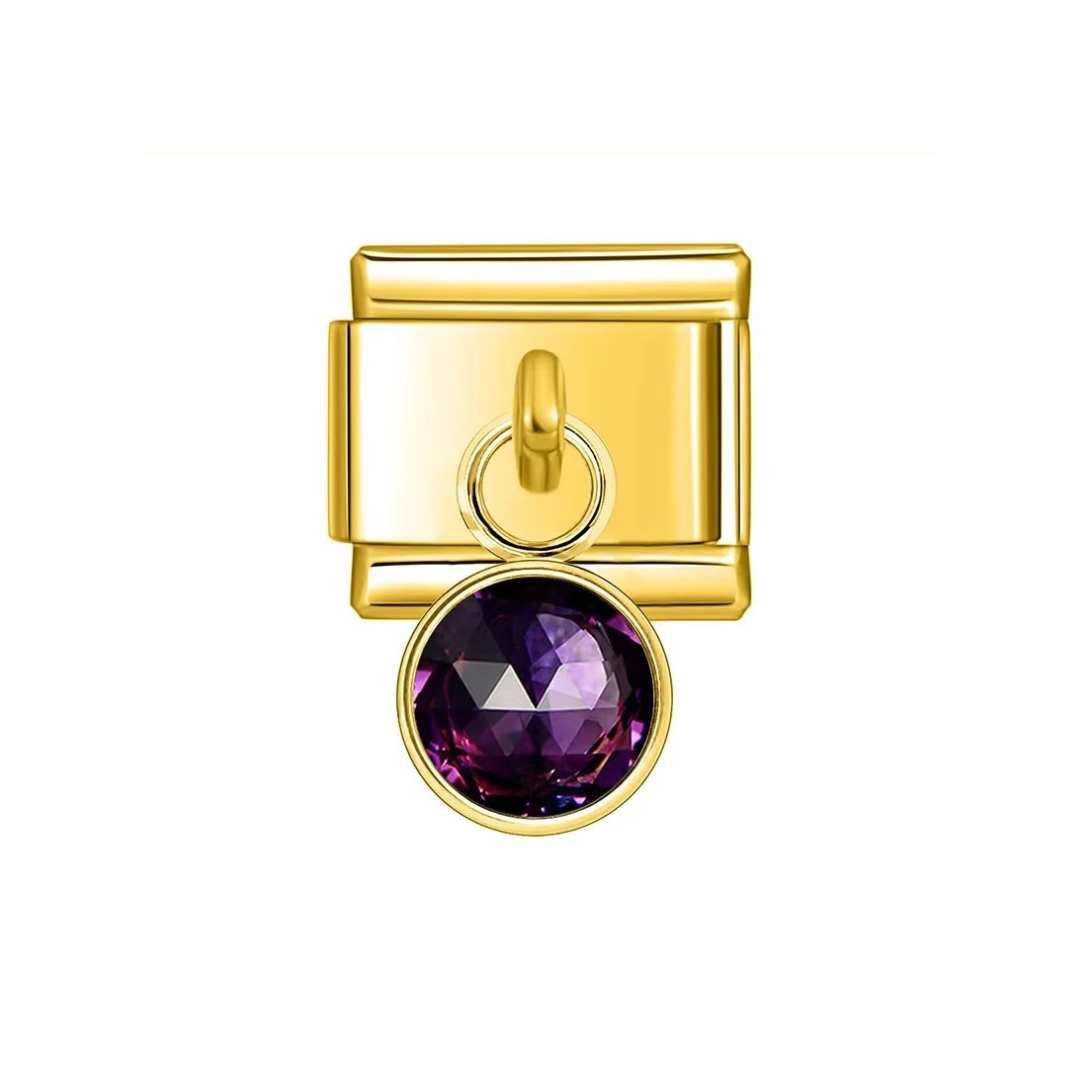 Gold Dangle February Birthstone Charm - Jewellux