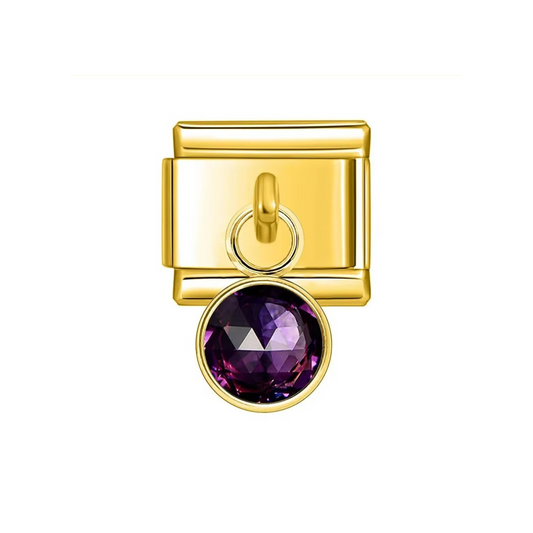 Gold Dangle February Birthstone Charm - Jewellux