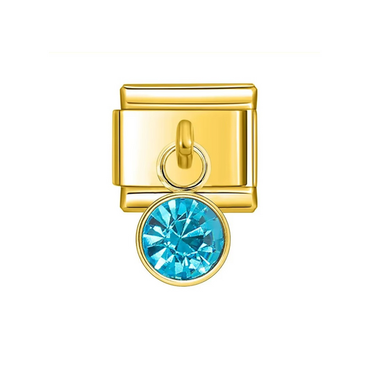 Gold Dangle March Birthstone Charm - Jewellux