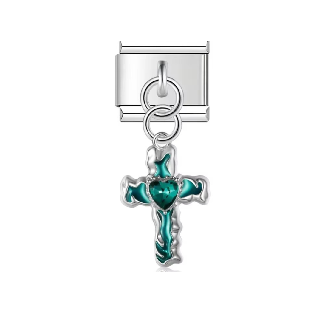 Emerald Faith Cross Dangle Charm
