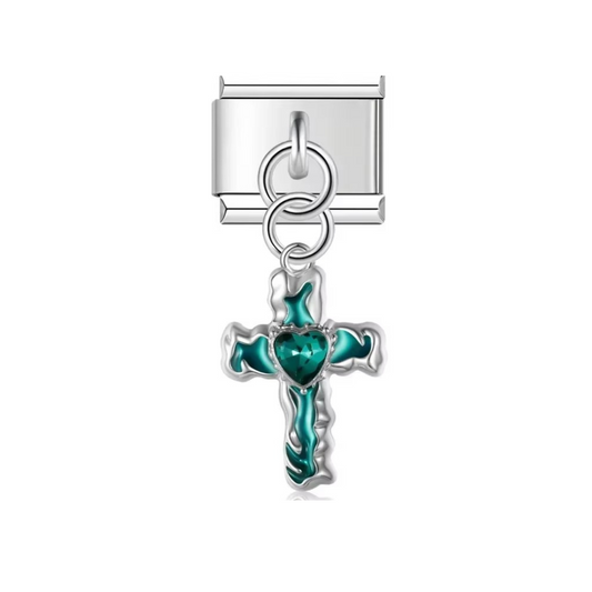 Emerald Faith Cross Dangle Charm