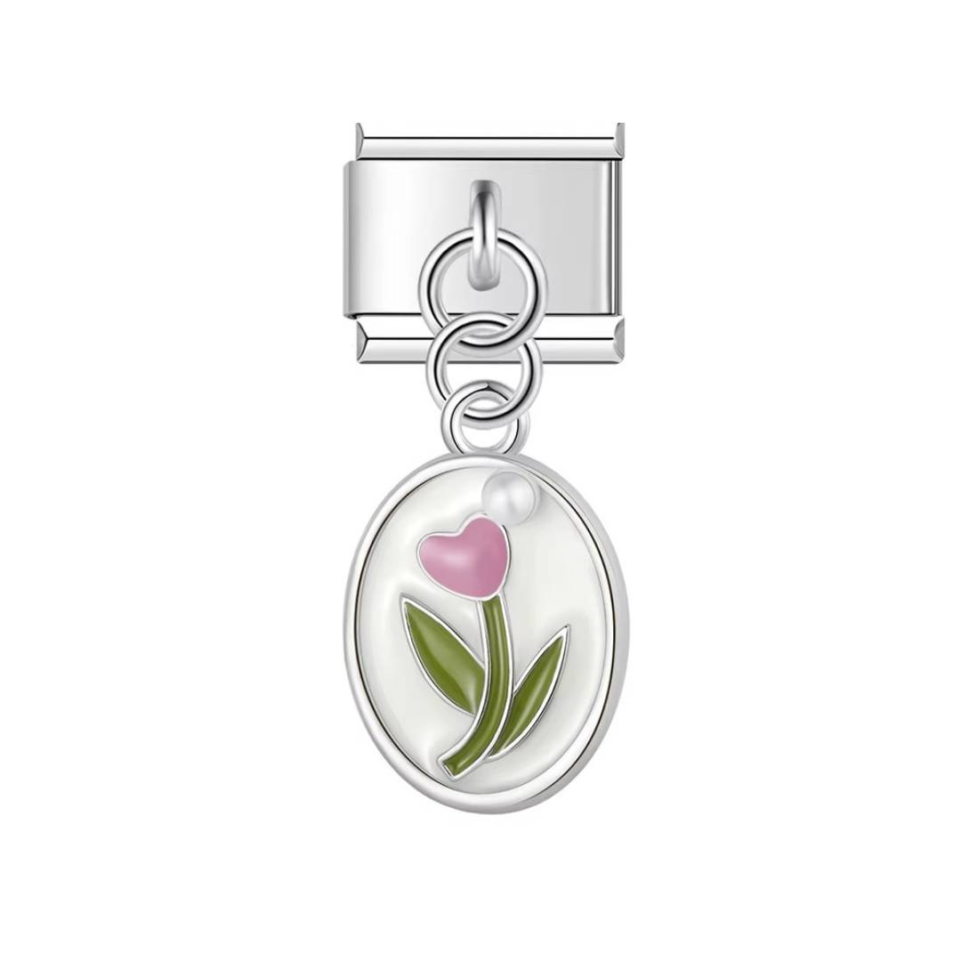 Pink Petal Bloom Dangle Charm