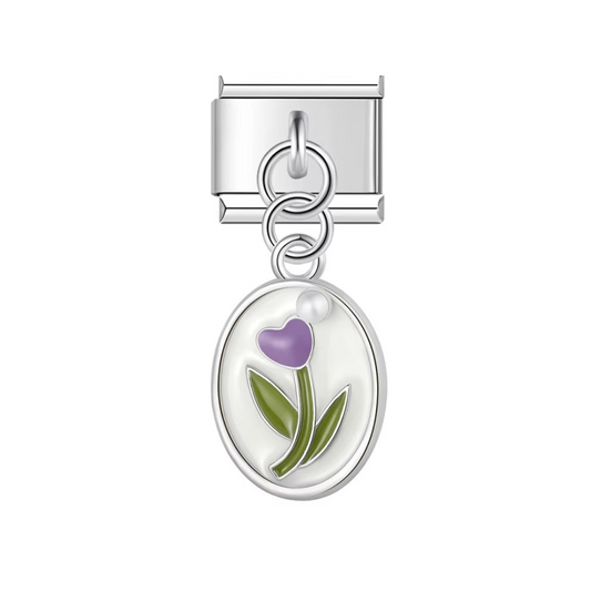 Purple Petal Bloom Dangle Charm