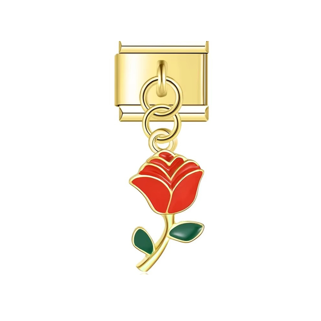 Scarlet Rose Dangle Charm