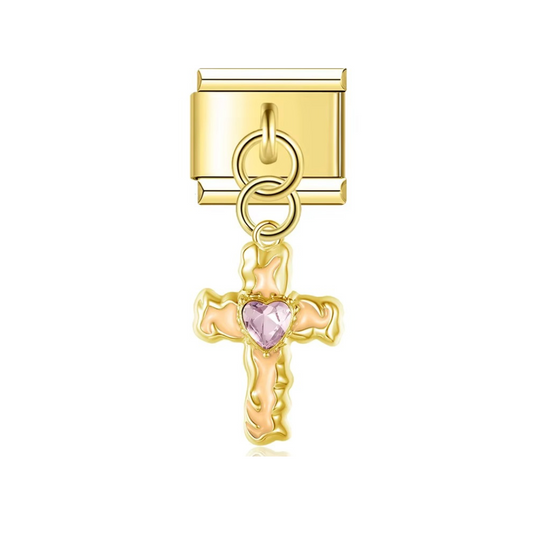 Blush Gold Faith Cross Dangle Charm