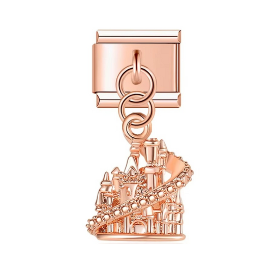 Disney - Castle Rose Gold Dangle Charm - Jewellux