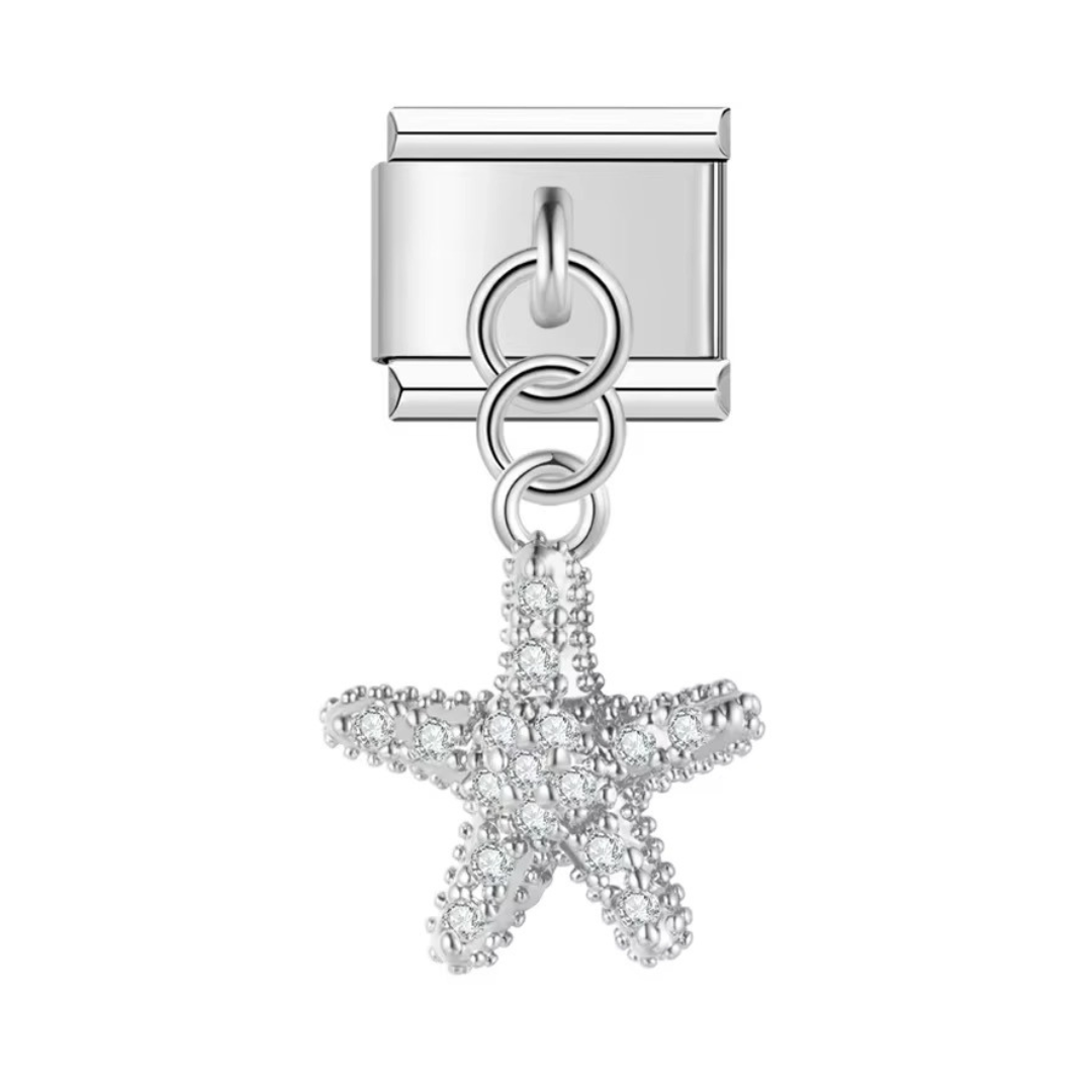 Silver Starfish Dangle Charm - Jewellux