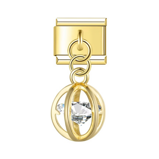 Gold Spinning Crystal Dangle Charm - Jewellux