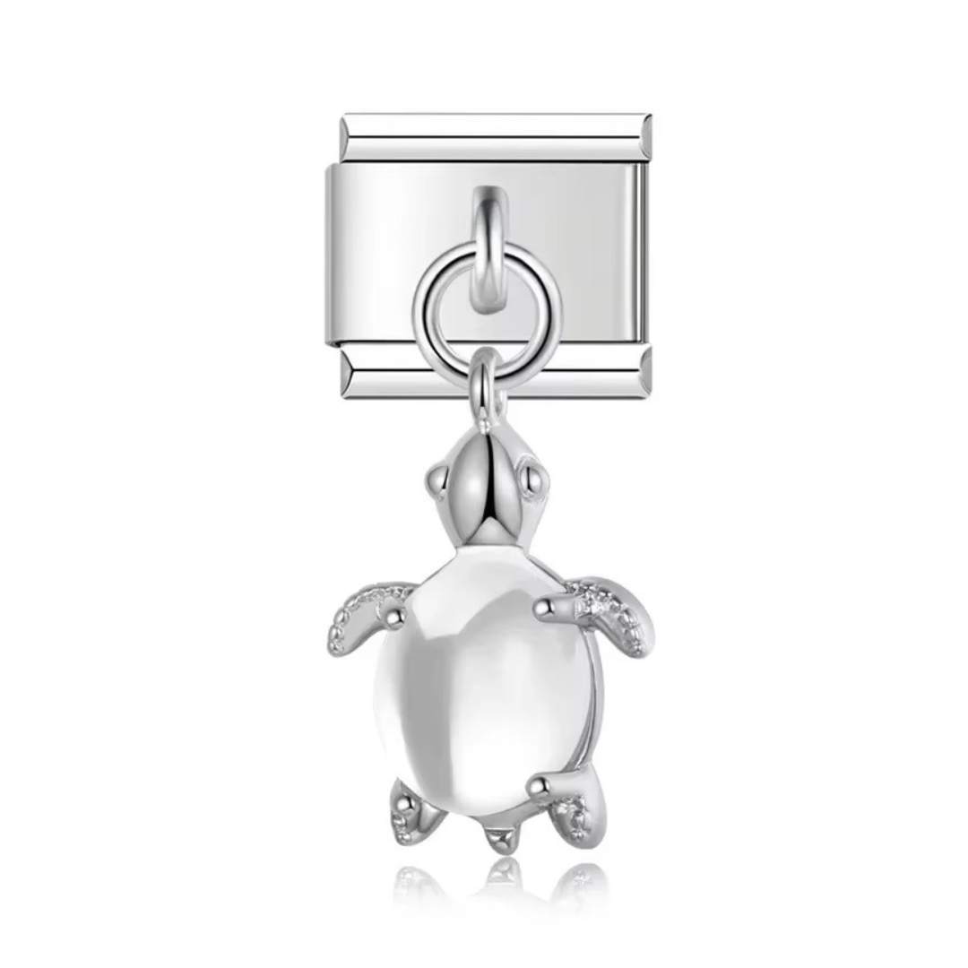 White Turtle Dangle Charm - Jewellux