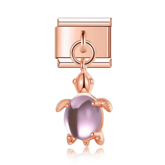 Rose Gold Pink Turtle Dangle Charm - Jewellux