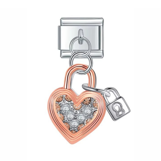 Locked Heart Dangle Charm - Jewellux