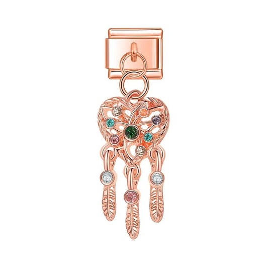 Boho Dreamcatcher Heart Dangle Charm - Jewellux