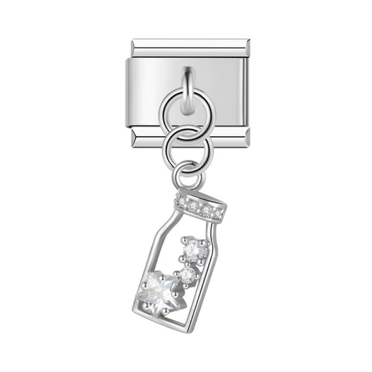 Starlight Bottle Silver Dangle Charm - Jewellux