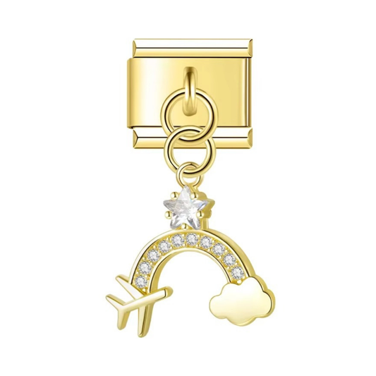 Wanderlust Rainbow Gold Dangle Charm - Jewellux