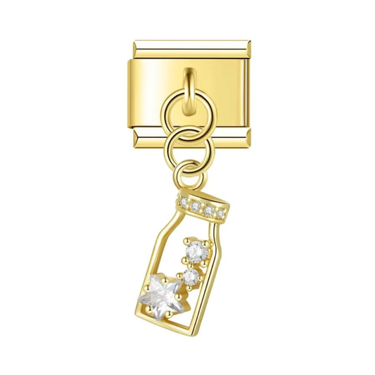 Starlight Bottle Gold Dangle Charm - Jewellux
