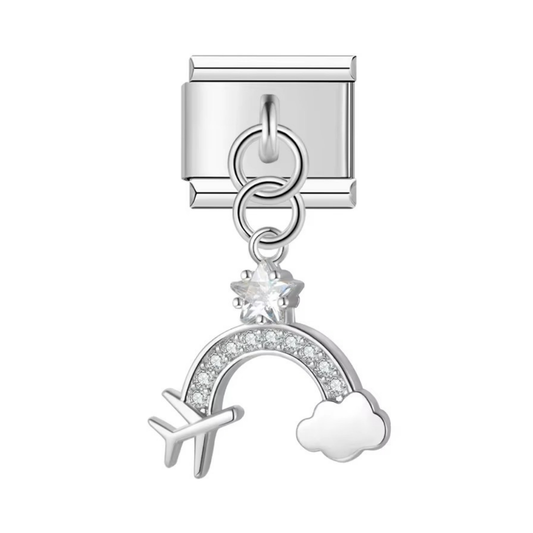 Wanderlust Rainbow Silver Dangle Charm - Jewellux