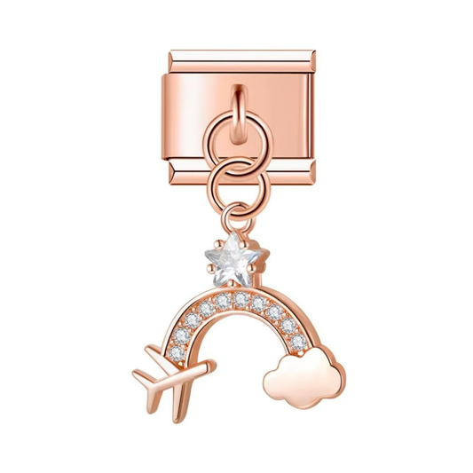Wanderlust Rainbow Rose Gold Dangle Charm - Jewellux