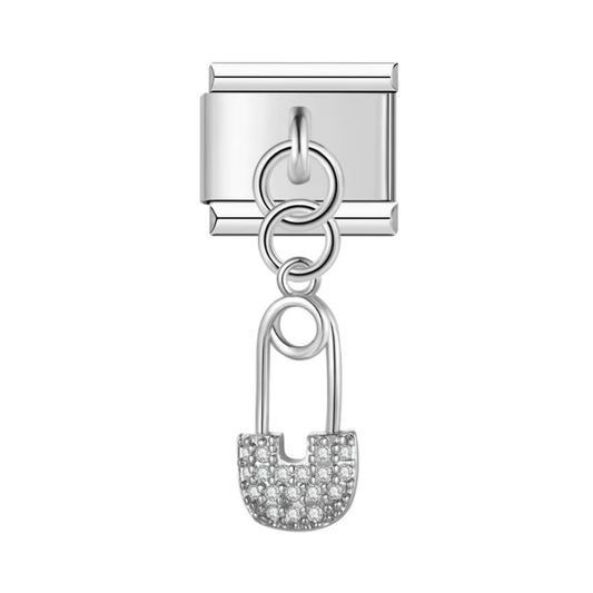 Spark Safety Pin Silver Dangle Charm - Jewellux