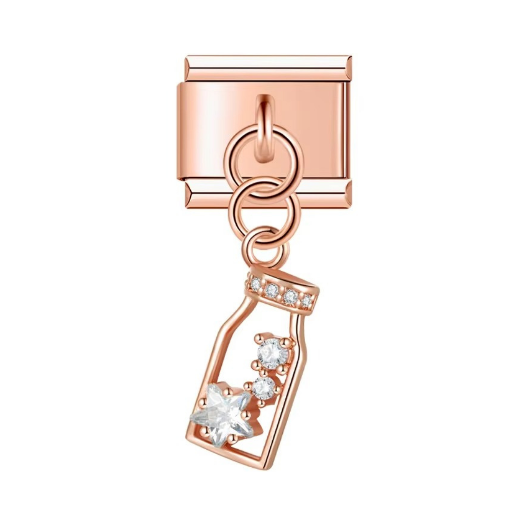 Starlight Bottle Rose Gold Dangle Charm - Jewellux