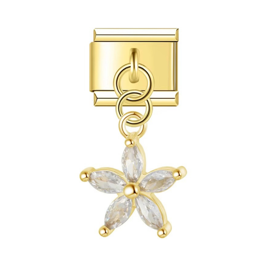 Golden Bloom Star Flower Gold Dangle Charm - Jewellux