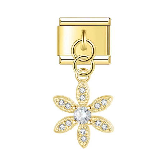 Golden Glimmer Bloom Gold Dangle Charm - Jewellux
