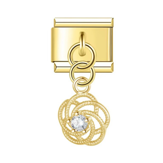 Golden Bloom Zircon Dangle Charm - Jewellux