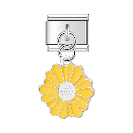Yellow Daisy Silver Dangle Charm - Jewellux