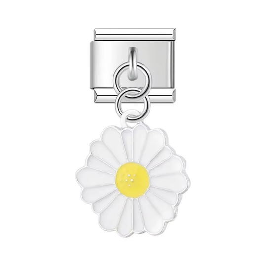 White Daisy Dangle Charm - Jewellux