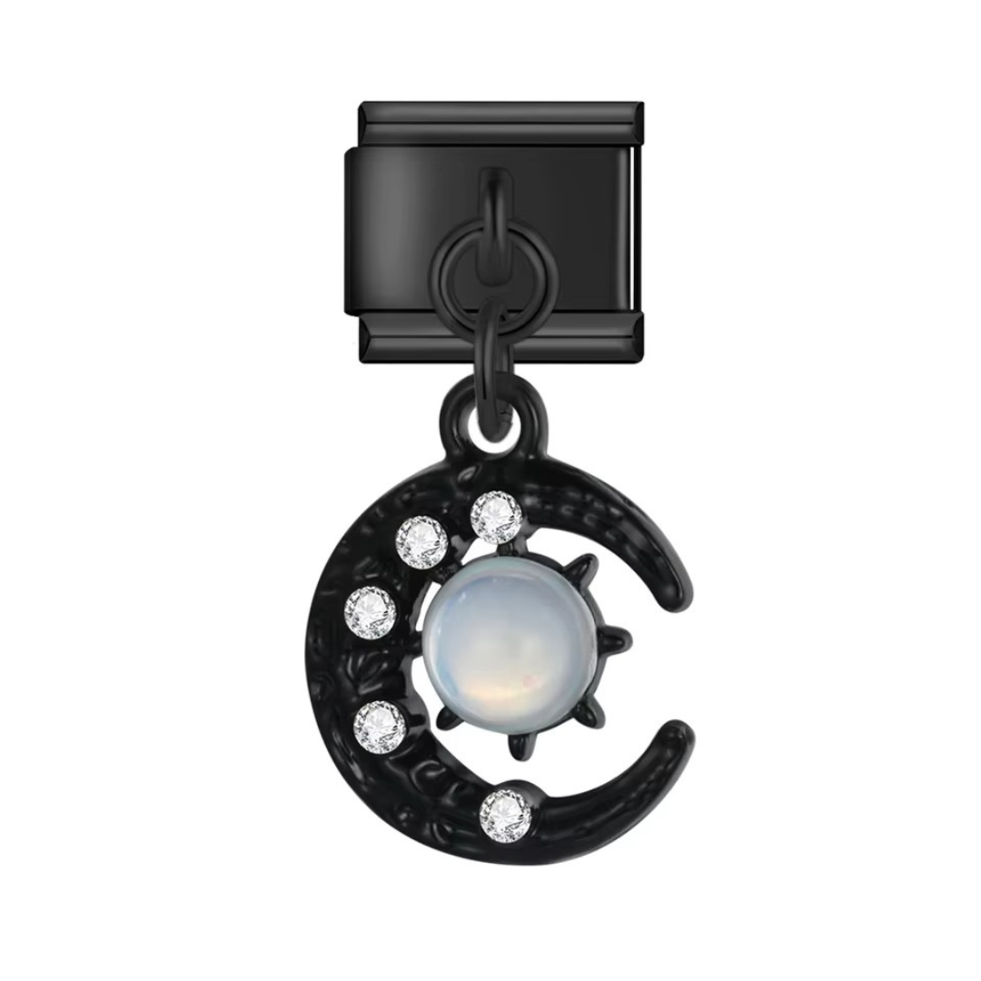 Moon and Star Crystal Dangle Charm - Jewellux