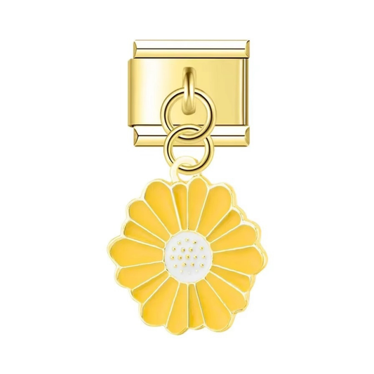 Yellow Daisy Gold Dangle Charm - Jewellux