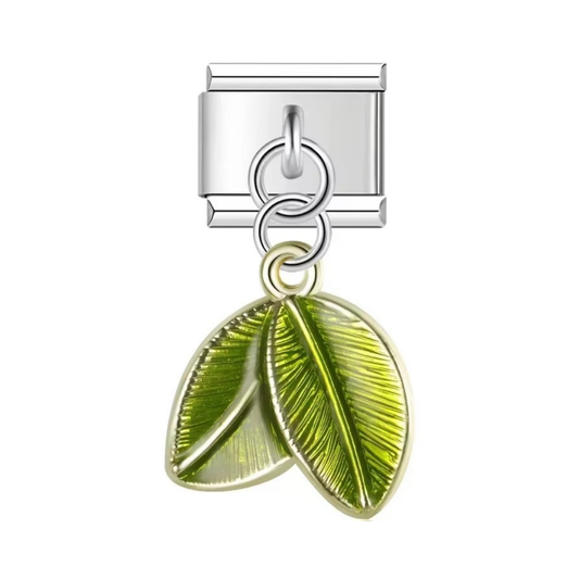 Verdant Leaf Pair Dangle Charm